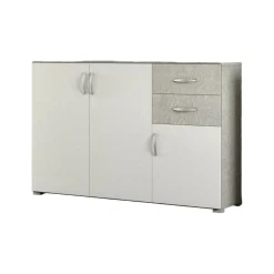 Credenza Lionrock, 120x35h83 cm, Bianco e Cemento<Dmora Clearance