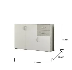 Credenza Lionrock, 120x35h83 cm, Bianco e Cemento<Dmora Clearance