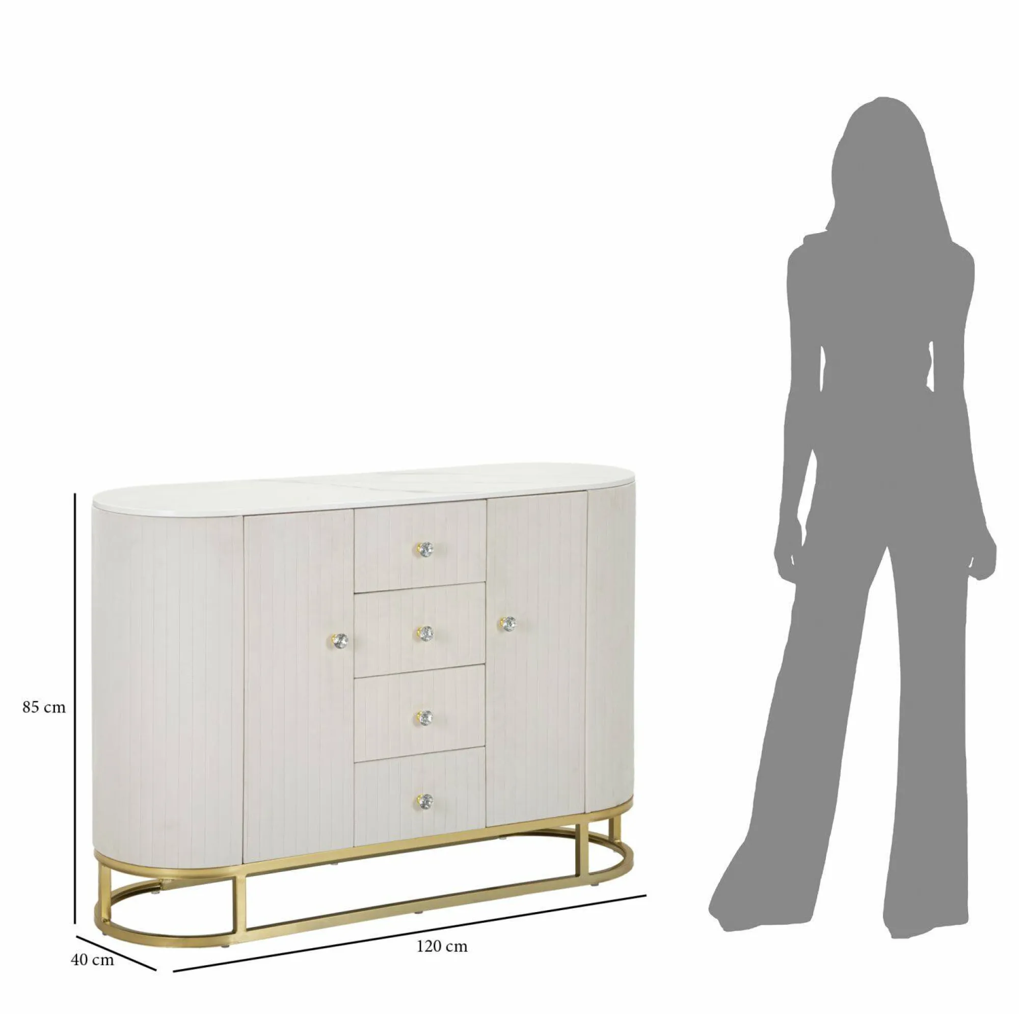 Credenza Lodovico, 120x40 h85 cm, Crema e Bianco<Dmora Flash Sale