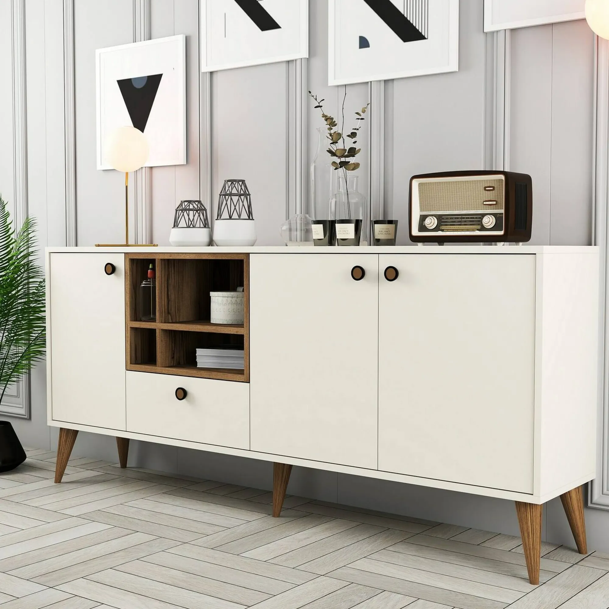 Credenza Lucertola, 180x35 h81 cm,<Dmora New