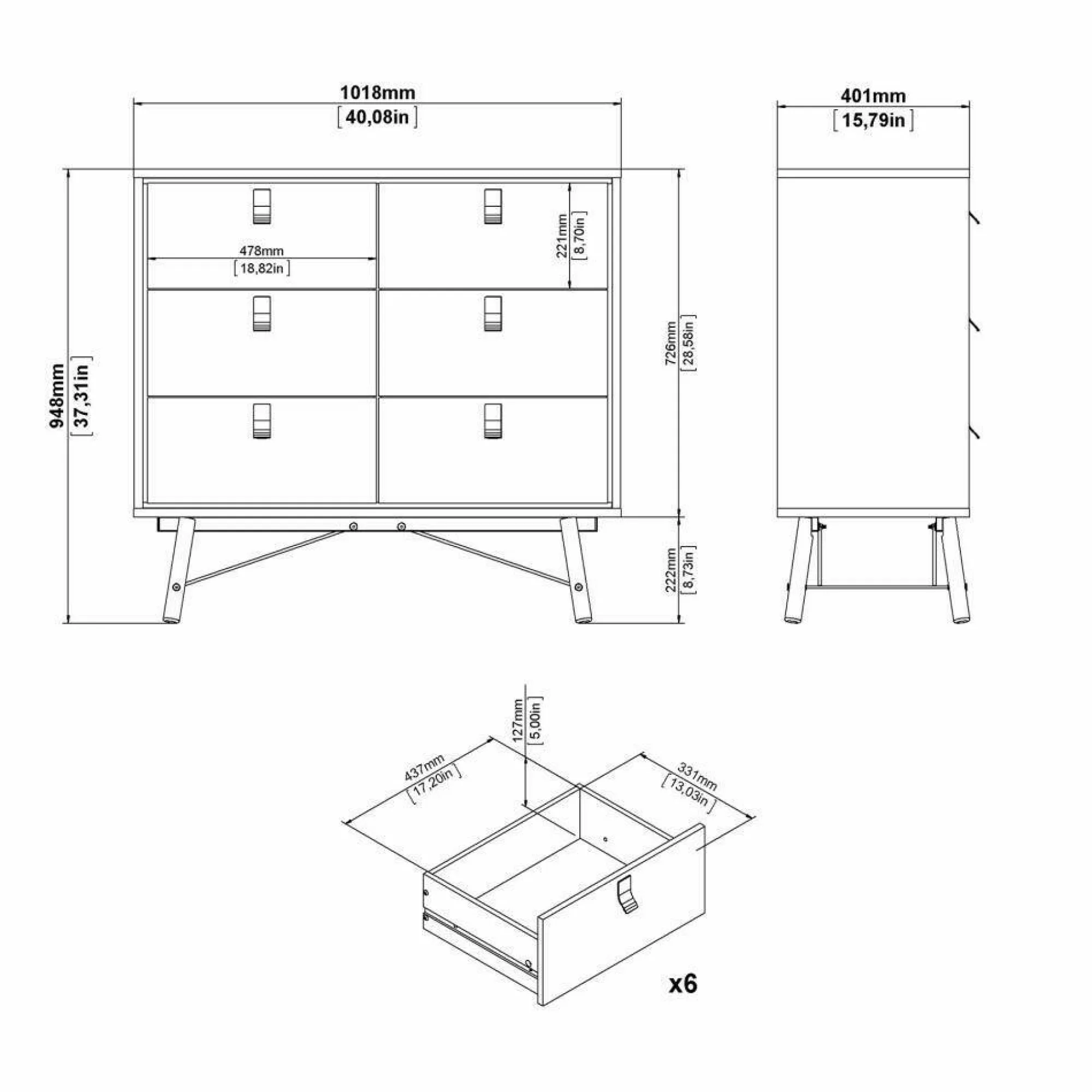 Credenza Maka, 40x102 h95 cm, Nero e Noce<Dmora Best Sale