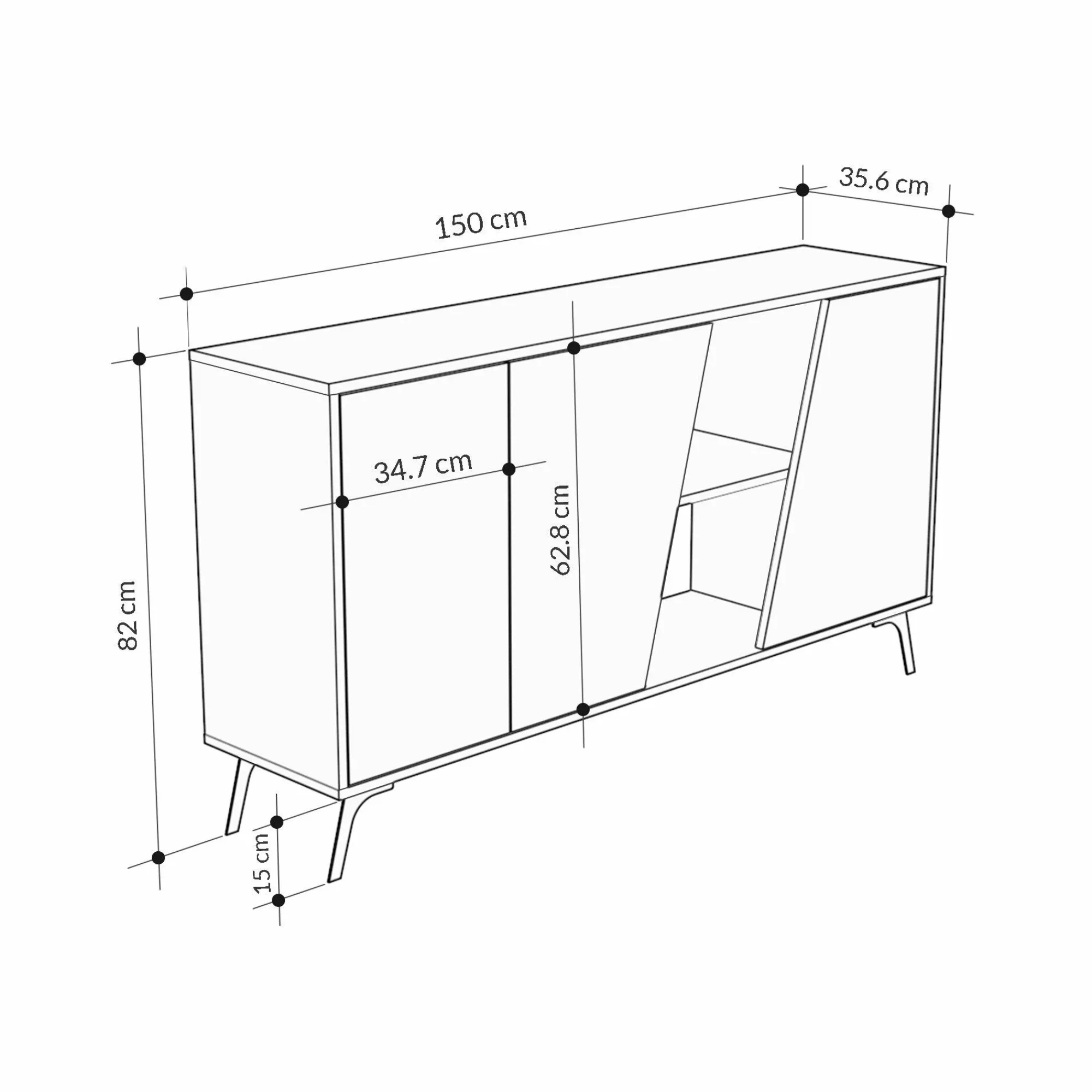 Credenza Margravi, 150x36 h82 cm, Quercia e Bianco<Dmora Online