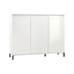 Credenza Miriana, 138x40h110 cm, Bianco lucido e Antracite<Dmora Store