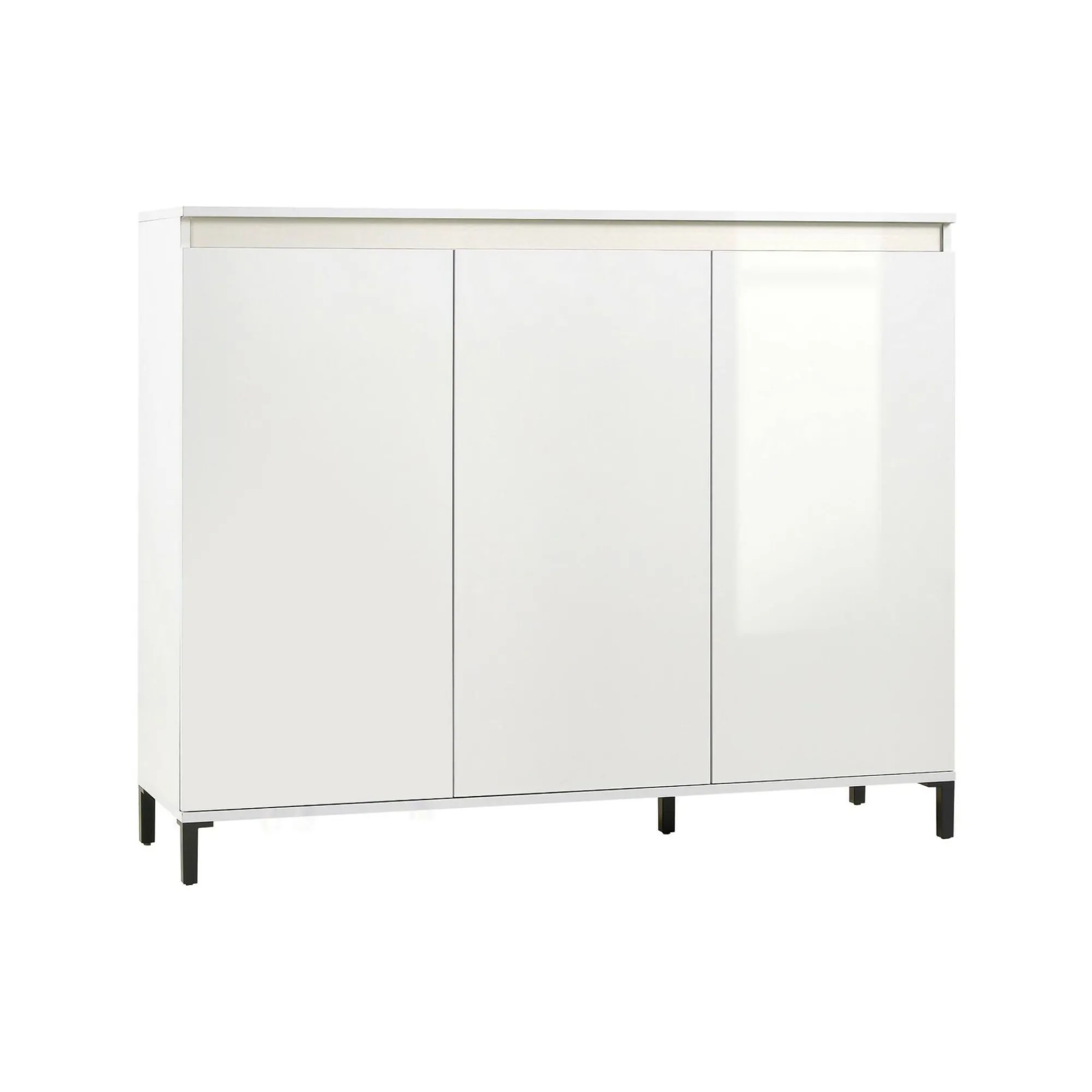 Credenza Miriana, 138x40h110 cm, Bianco lucido e Antracite<Dmora Store