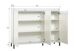 Credenza Miriana, 138x40h110 cm, Bianco lucido e Antracite<Dmora Store