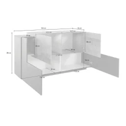 Credenza Muscari, cm 160x45h86, Antracite e Acero<Dmora Flash Sale