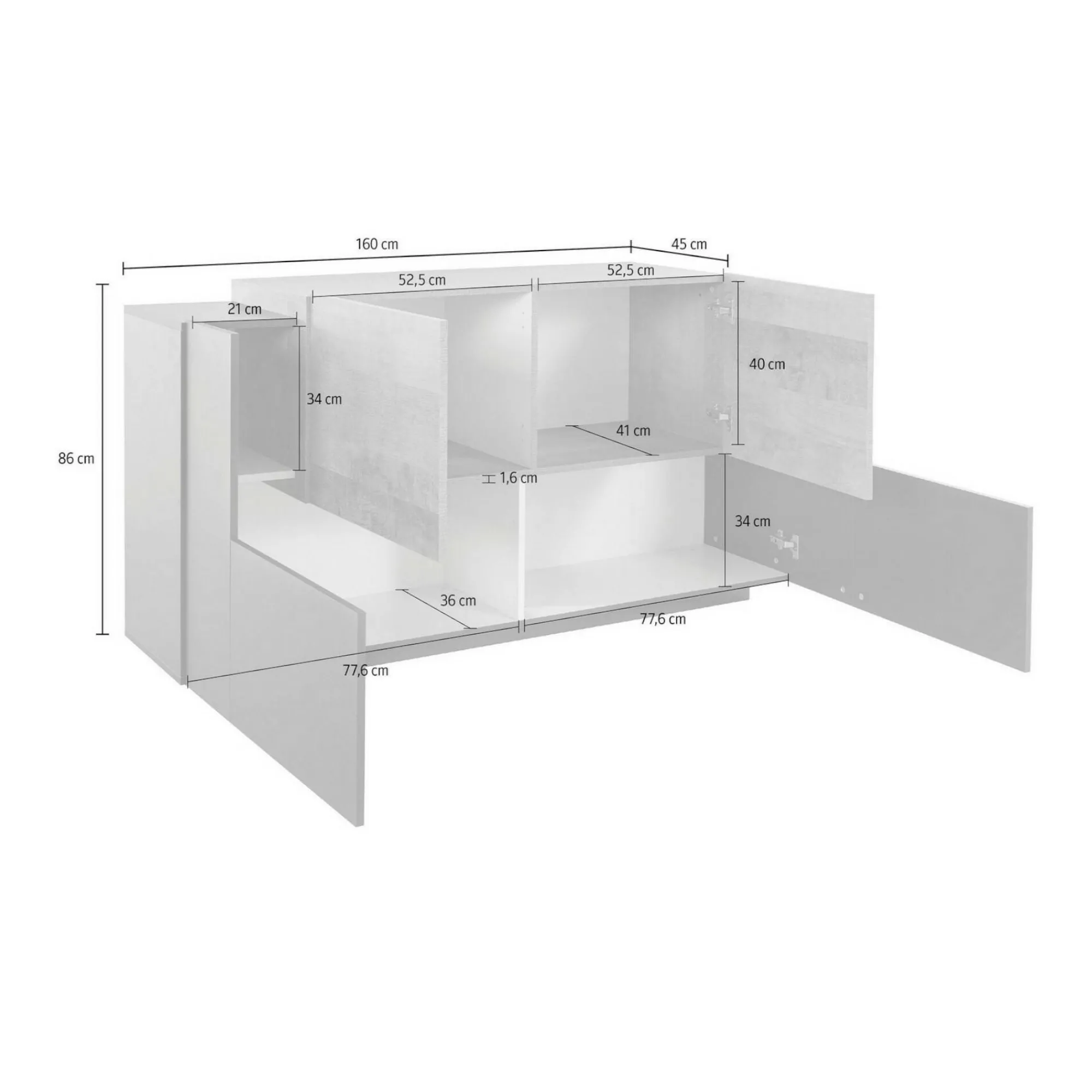 Credenza Muscari, cm 160x45h86, Antracite e Acero<Dmora Flash Sale