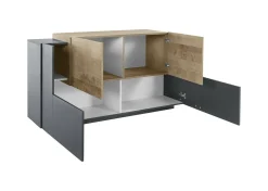 Credenza Muscari, cm 160x45h86, Antracite e Acero<Dmora Flash Sale
