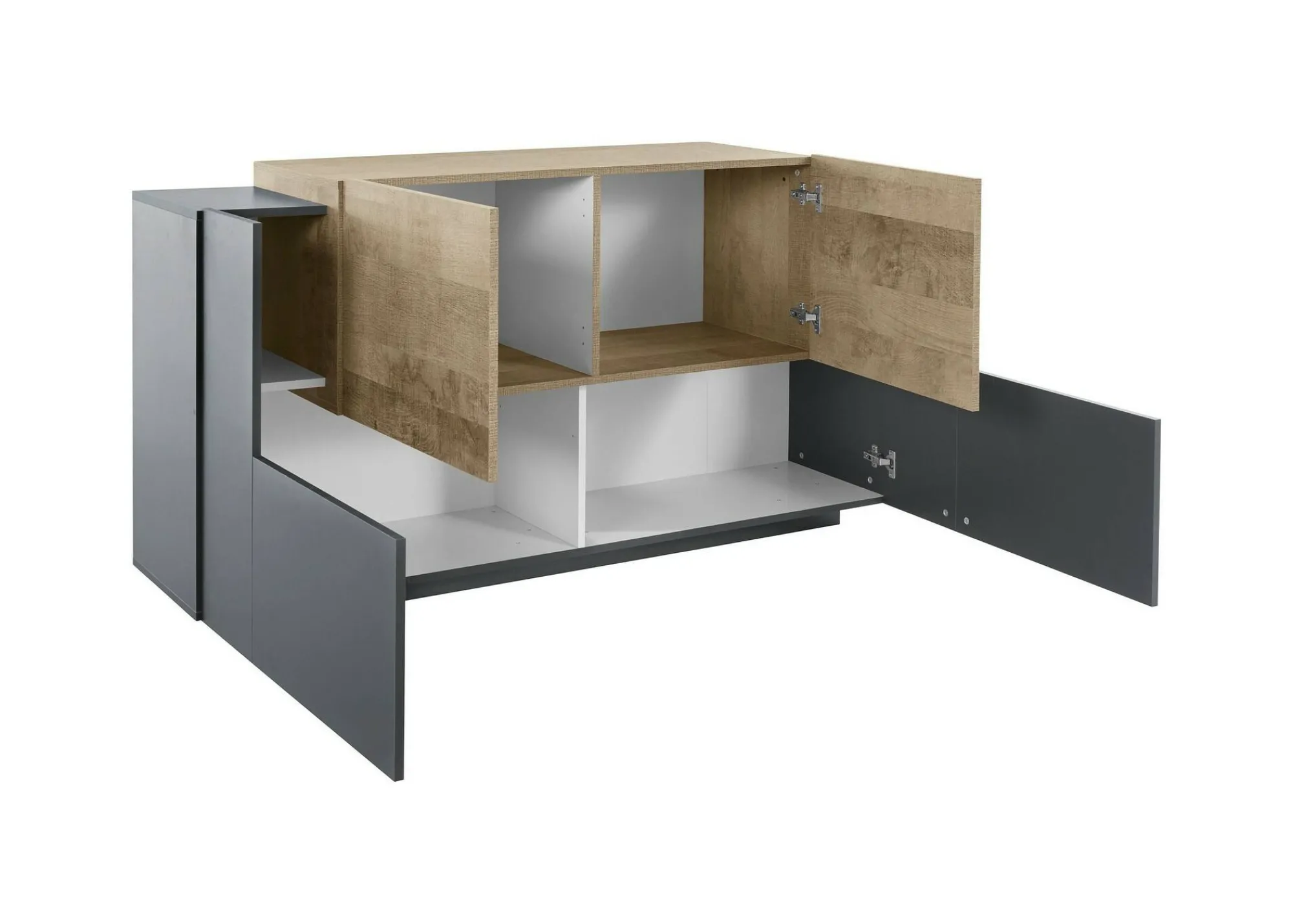 Credenza Muscari, cm 160x45h86, Antracite e Acero<Dmora Flash Sale