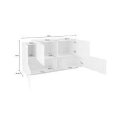 Credenza Muscari, cm 160x45h86, Bianco lucido e Cemento<Dmora Cheap