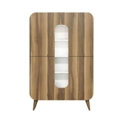 Credenza Novella, 93x32h144 cm, Noce e Bianco<Dmora Clearance