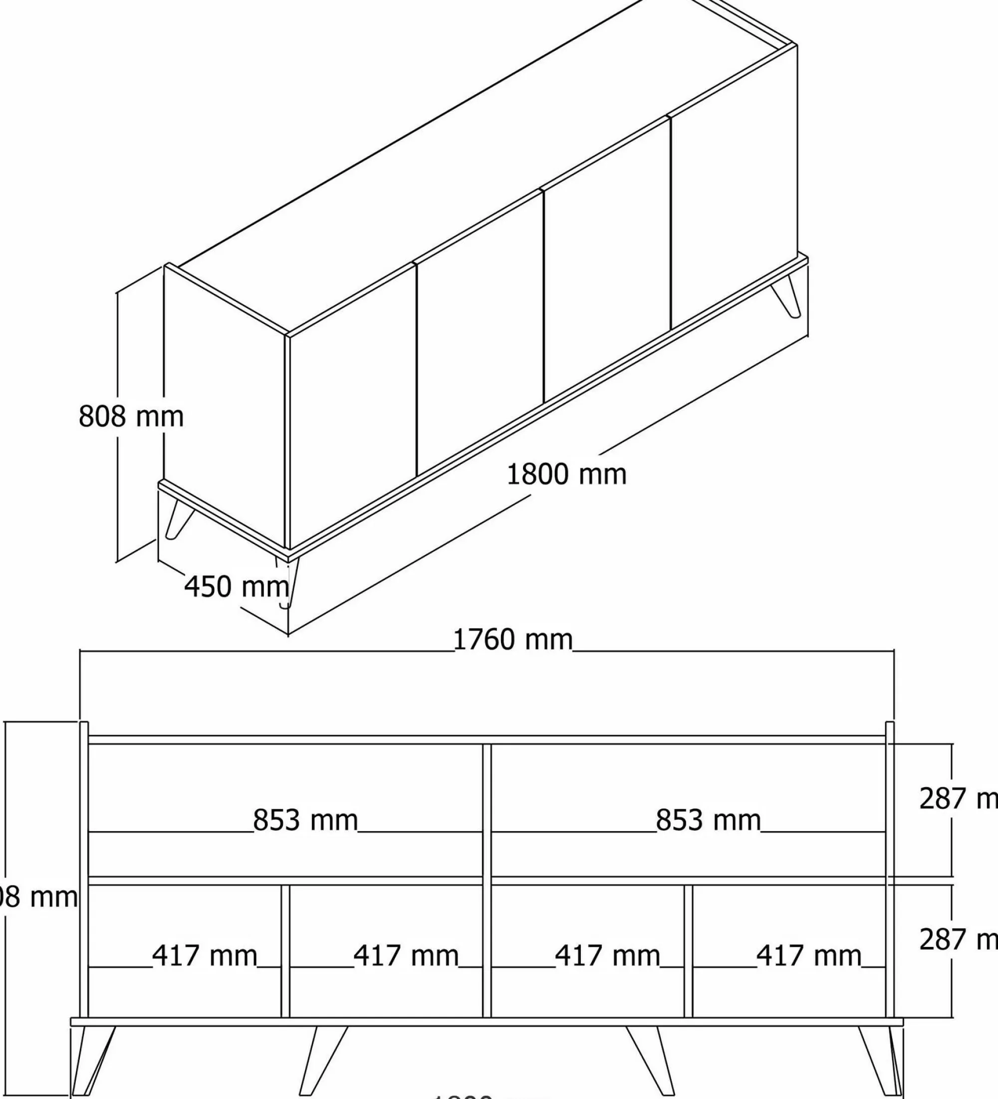 Credenza Paine, 180x45 h81 cm,<Dmora New
