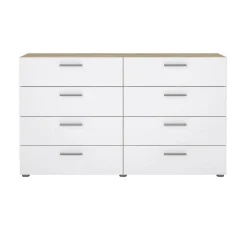 Credenza Phethai, 40x140 h82 cm, Quercia e Bianco<Dmora Sale