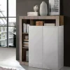 Credenza Smeraldo, 108x42 h127 cm, Bianco lucido e Acacia<Dmora Flash Sale