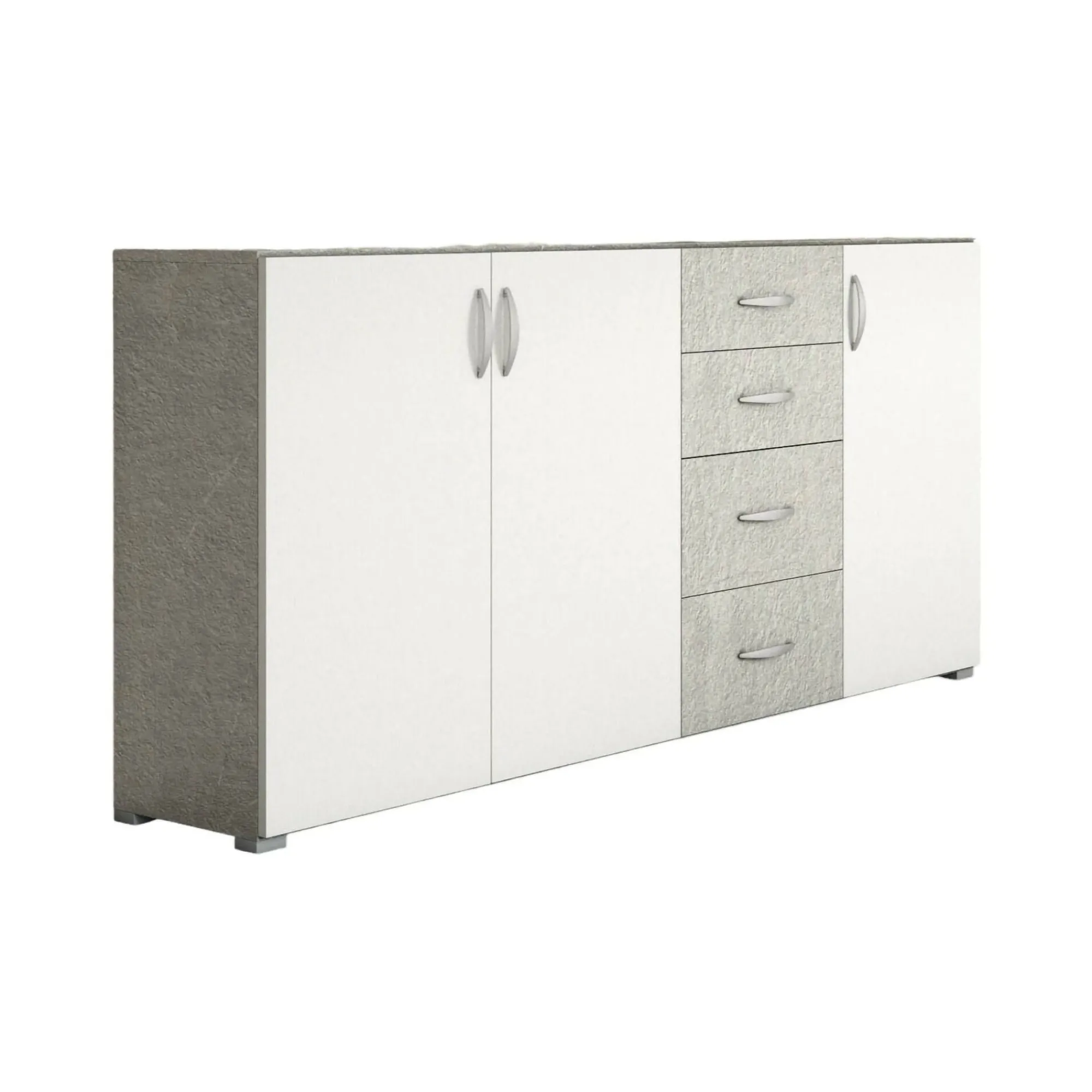 Credenza Talas, 160x35h83 cm, Bianco e Cemento<Dmora Best Sale