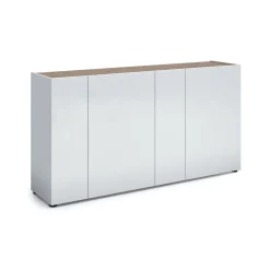 Credenza Talassa, 174x40h92 cm, Bianco lucido e Rovere<Dmora Discount