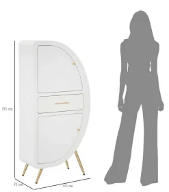 Credenza Tellier, 60x32 h133 cm, Bianco e Oro<Dmora Best Sale