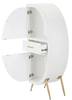 Credenza Tellier, 60x32 h133 cm, Bianco e Oro<Dmora Best Sale