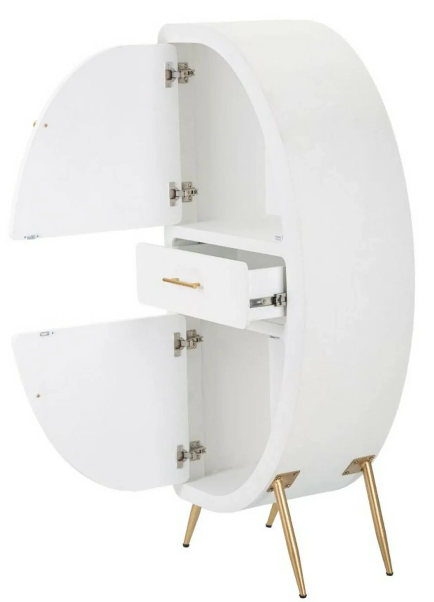 Credenza Tellier, 60x32 h133 cm, Bianco e Oro<Dmora Best Sale