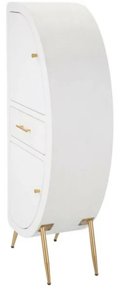 Credenza Tellier, 60x32 h133 cm, Bianco e Oro<Dmora Best Sale