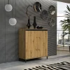 Credenza Tokyo, 100x40h110 cm, Bianco lucido e Antracite<Dmora Shop