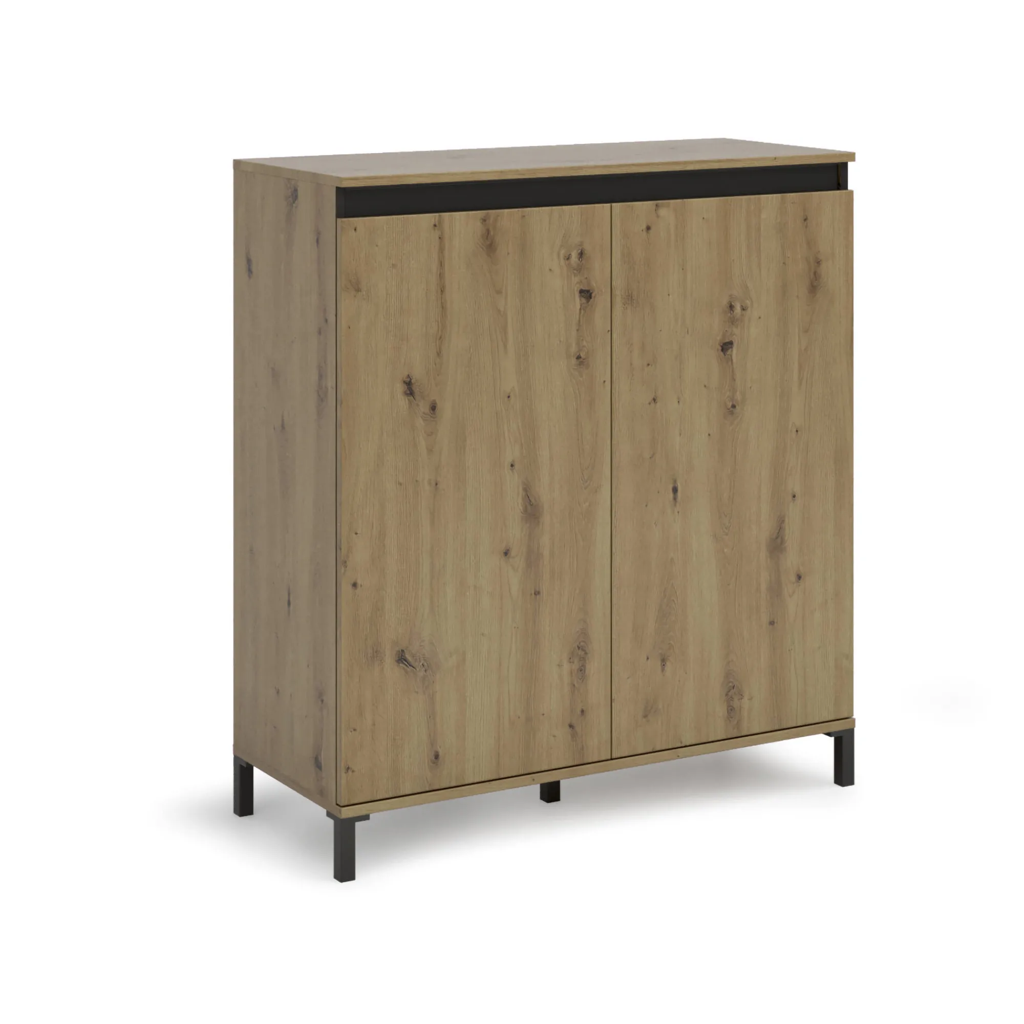 Credenza Tokyo, 100x40h110 cm, Bianco lucido e Antracite<Dmora Shop