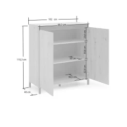 Credenza Tokyo, 100x40h110 cm, Bianco lucido e Antracite<Dmora Shop