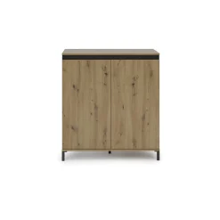 Credenza Tokyo, 100x40h110 cm, Bianco lucido e Antracite<Dmora Shop