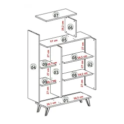 Credenza Tormalina, 90x32h132 cm,<Dmora Shop