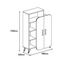 Credenza Tormalina, 90x32h132 cm, Noce e Bianco<Dmora Fashion