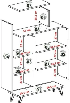 Credenza Tormalina, 90x32h132 cm, Noce e Bianco<Dmora Fashion