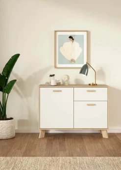 Credenza Tulo, 39x99 h73 cm, Rovere e Bianco<Dmora New