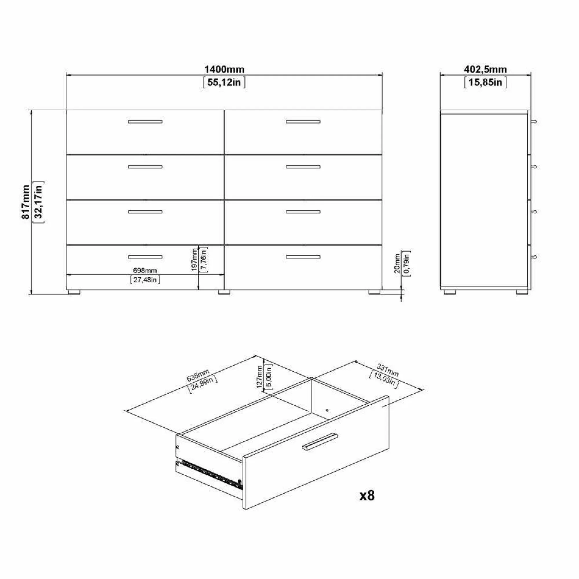 Credenza Urduja, 40x140 h82 cm,<Dmora Online
