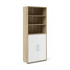 Credenza Valsesia, 89x40 h222 cm, Quercia e Bianco<Dmora Store