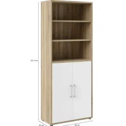 Credenza Valsesia, 89x40 h222 cm, Quercia e Bianco<Dmora Store