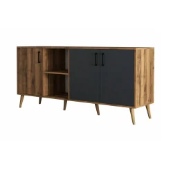 Credenza Vardah, 180x45 h80 cm, Noce e Antracite<Dmora Store