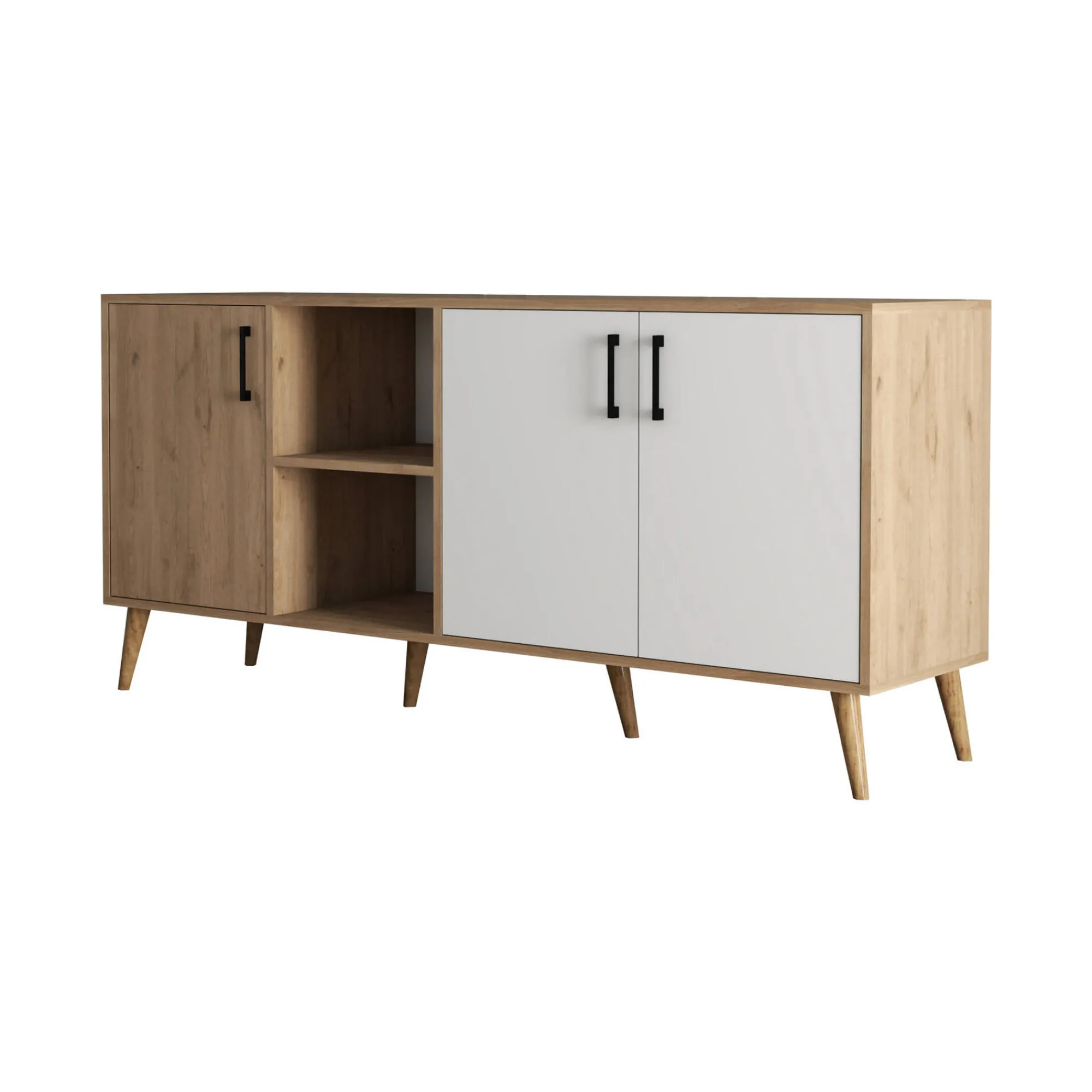 Credenza Vardah, 180x45 h80 cm, Quercia e Bianco<Dmora Best