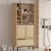 Credenza Vinta, 75x36 h162 cm, Noce e Quercia<Dmora Best