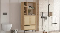 Credenza Vinta, 75x36 h162 cm, Noce e Quercia<Dmora Best