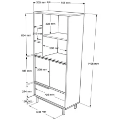 Credenza Vinta, 75x36 h162 cm, Noce e Quercia<Dmora Best