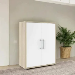 Credenza Warszawa, 89x40 h113 cm, Quercia e Bianco<Dmora Flash Sale