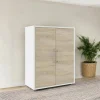 Credenza Warszawa, 89x40 h113 cm, Bianco e Quercia<Dmora Shop