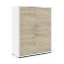 Credenza Warszawa, 89x40 h113 cm, Bianco e Quercia<Dmora Shop