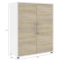 Credenza Warszawa, 89x40 h113 cm, Bianco e Quercia<Dmora Shop