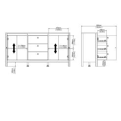 Credenza Whitney, 38x151 h80 cm,<Dmora Fashion