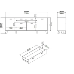 Credenza Wukong, 39x196 h73 cm, Rovere e Bianco<Dmora Hot