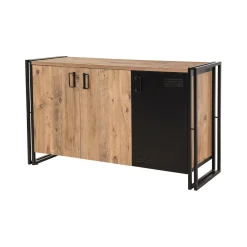 Credenza Yvonne, 140x45h80 cm, Quercia e Nero<Dmora New