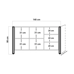 Credenza Yvonne, 140x45h80 cm, Quercia e Nero<Dmora New