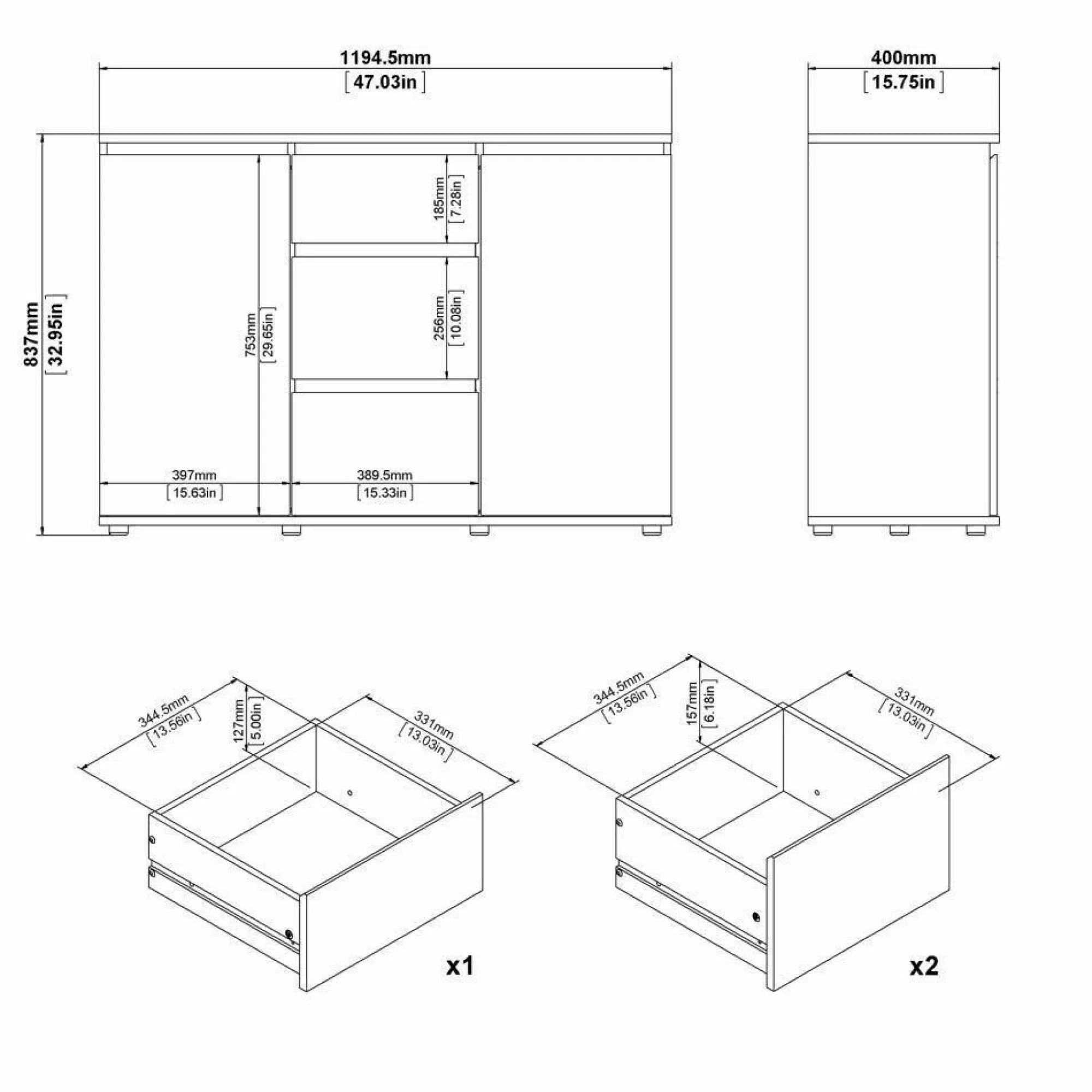 Credenza Zumpano, 119x40 h84 cm,<Dmora New