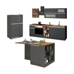 Cucina completa Appiah, 100% Made in Italy, Antracite e Rovere<Dmora Fashion